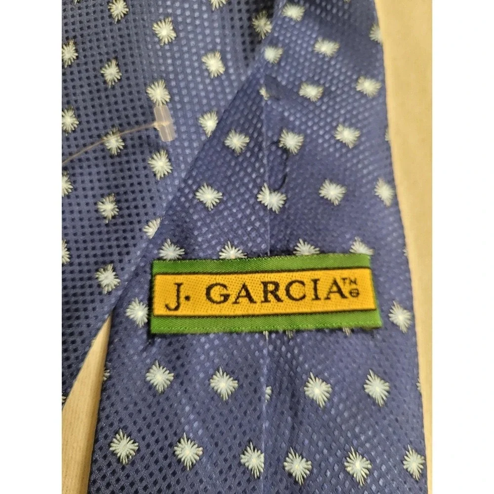 J Garcia Grandma's House Vintage Blue Silk Necktie Mens‎ Floral Print